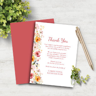 Dusty Rose Wildflower Sympathy Thank You Card
