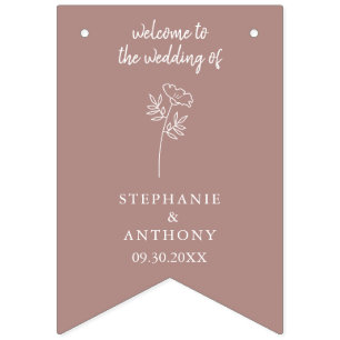Dusty Rose Wildflower Wedding Bunting Flags