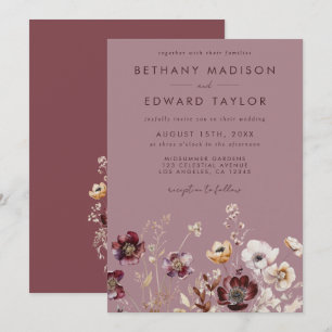 Dusty Rose Wildflower Wedding Invitation