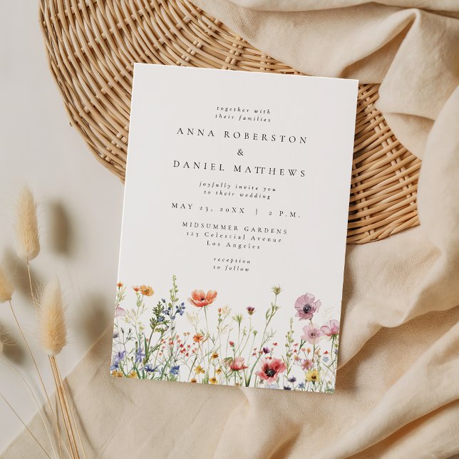 Dusty Rose Wildflower Wedding Invitation (Creator Uploaded)
