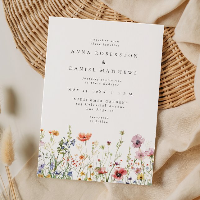 Dusty Rose Wildflower Wedding Invitation (Creator Uploaded)