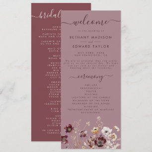 Dusty Rose Wildflower Wedding Program