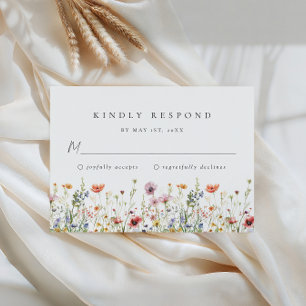 Dusty Rose Wildflower Wedding RSVP Card