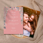 Dusty Rose Wildflowers Floral Photo Wedding Invitation<br><div class="desc">An elegant wildflowers watercolor floral wedding invitation that frames your wedding celebration details set in elegant white typography on a stylish dusty rose background. With your special photo on the reverse. Designed by Thisisnotme©</div>