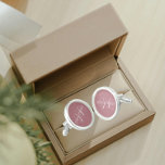 Dusty Rose with White Stylized Monogram Cufflinks<br><div class="desc">A pair of sterling silver plated, round cufflinks for the fashionable man to match his outfit that feature a trendy, dusty rose colour along with his name printed in white, upper case letters and superimposed with white, stylized initials. Personalize your cufflinks by editing and replacing name and initials as desired....</div>