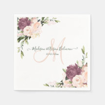 Dusty Roses Monogram Floral Watercolor