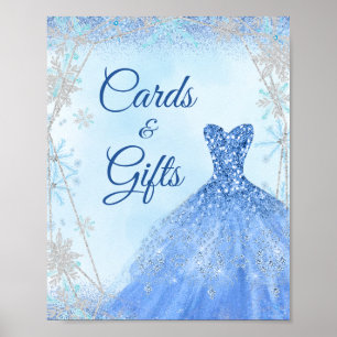 Dusty Royale Winter Snowflake Princess Quinceañera Poster