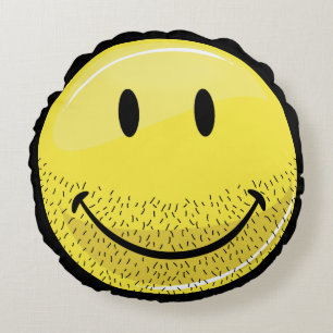 Dusty Ruff Bearded Face Round Pillow