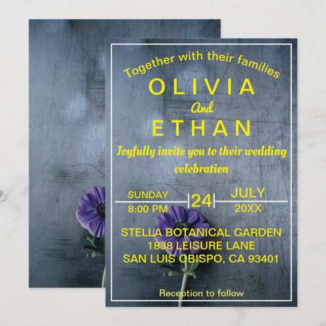 Dusty rustic gold elegant Wedding Invitation (Front/Back)