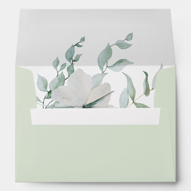 Dusty Sage Botanical Personalized Return Address Envelope (Back (Bottom))