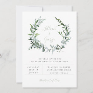 Dusty Sage Botanical Wreath Wedding Invitation