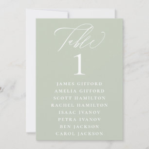 Dusty Sage Calligraphy Seating Chart Table Number