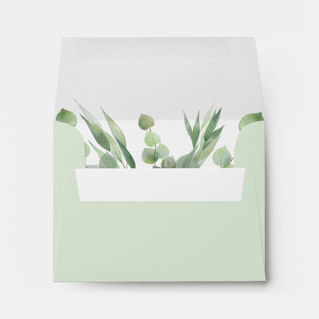 Dusty Sage Green Boho Wedding RSVP Return Address Envelope (Back (Bottom))