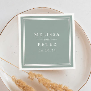 Dusty Sage Green Classic Personalized Wedding Napkin