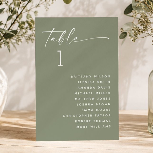 Dusty Sage Green Minimalist Wedding Seating Chart Invitation (Creator Uploaded)