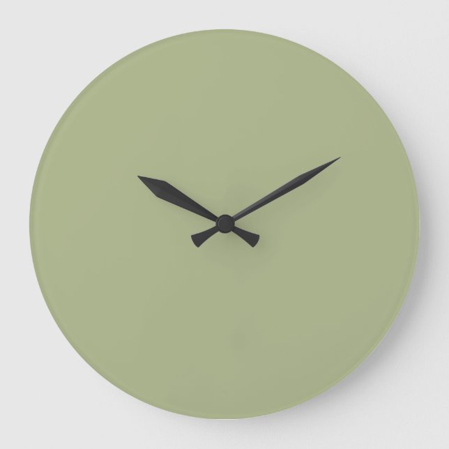 Dusty Sage Green Solid Colour Large Clock (Front)