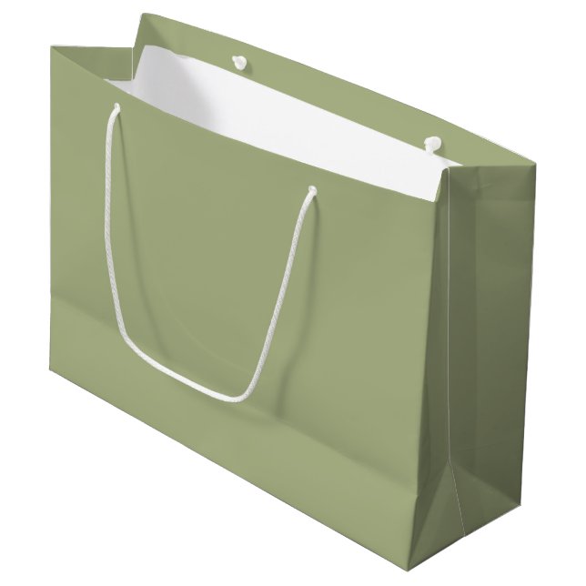 Dusty Sage Green Solid Colour Large Gift Bag (Front Angled)