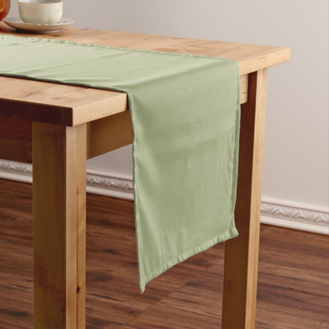 Dusty Sage Green Solid Colour Short Table Runner (In Situ)