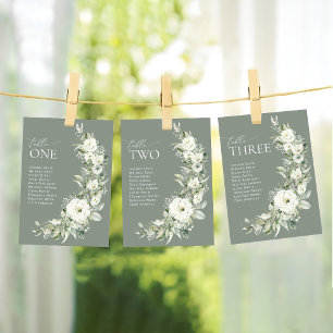 Dusty Sage Green Table Seating Chart Card