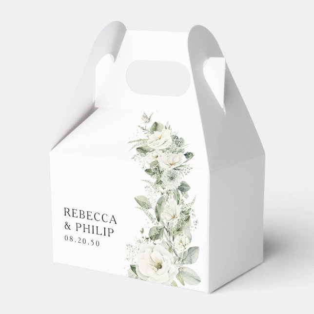 Dusty Sage Green Wedding Favour Boxes (Front Side)