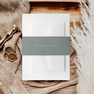 Dusty Sage Green Wedding Invitation Belly Band