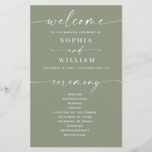 Dusty Sage Green Wedding Nature Inspired Program