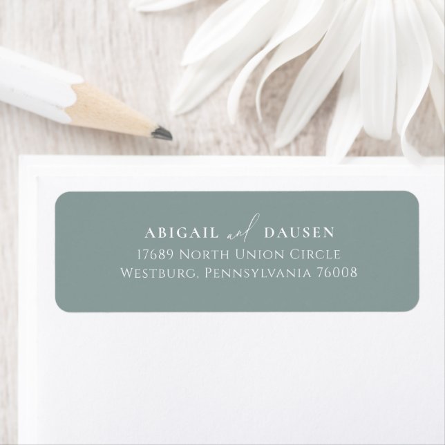 Dusty Sage Green Wedding Return Address Labels (Insitu)