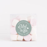 Dusty Sage | Mint to Be Personalized Wedding Favou Classic Round Sticker<br><div class="desc">Minty fresh wedding favour stickers feature "mint to be" in white script lettering accented with hearts,  on a dusty sage green background. Personalize with your names and wedding date.</div>