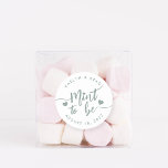Dusty Sage | Mint to Be Personalized Wedding Favou Classic Round Sticker<br><div class="desc">Punny wedding favour stickers feature "mint to be" in dusty sage green hand lettered script accented with hearts. Personalize with your names and wedding date.</div>
