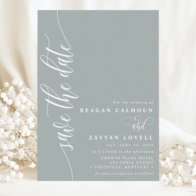 Dusty Sage Simple Modern Script Save The Date (Creator Uploaded)