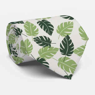 Dusty Sage Tropical Leaf Neck Tie for Men  Wedding