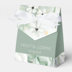 Dusty Sage Watercolor Peony Florals Wedding Favor Box