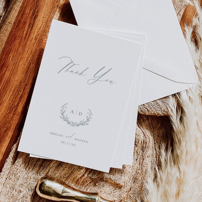 Dusty Sage Wedding Day Thank you Flat Note Card (Creator Uploaded)