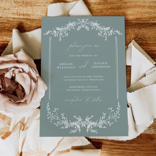 Dusty Sage Wedding Invitation Announcement Card (Creator Uploaded)