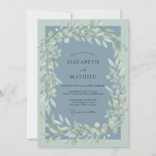 Dusty Slate Eucalyptus Wedding Invitation