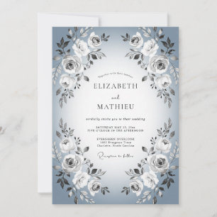 Dusty Slate Rose Wedding Invitation