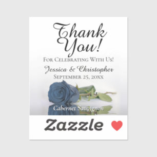 Dusty Steel Blue Rose Wedding Mini Bottle Label