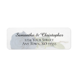 Dusty Steel Blue Rose Wedding Return Address
