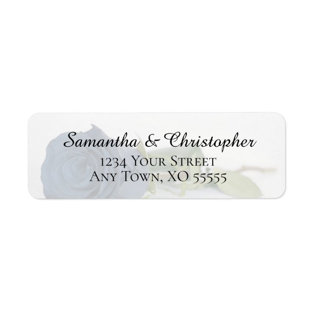 Dusty Steel Blue Rose Wedding Return Address (Front)