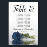 Dusty Steel Blue Rose Wedding Seating Chart Table Number<br><div class="desc">These table number cards will make it easy for your guests to find their seats at your wedding reception. They feature a simple yet elegant design with lacy script calligraphy and a single dusty steel blue coloured rose lying on its side with ripples waves and reflections. The card includes a...</div>