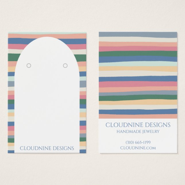 Dusty Stripes Arch Earring Jewellery Display Card (Front & Back)