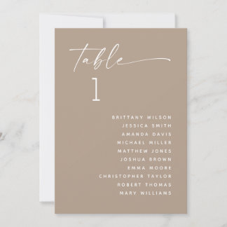 Dusty Taupe Minimalist Wedding Seating Chart Invitation