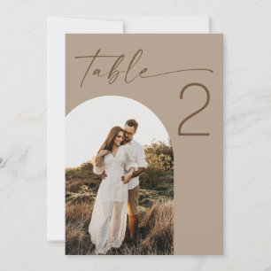 Dusty Taupe Modern Photo Wedding Table Number