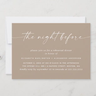 Dusty Taupe Rehearsal Dinner   Elegant Wedding Invitation