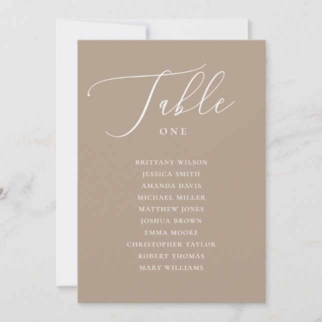 Dusty Taupe Wedding Seating Chart | Warm Neutral Invitation (Front)