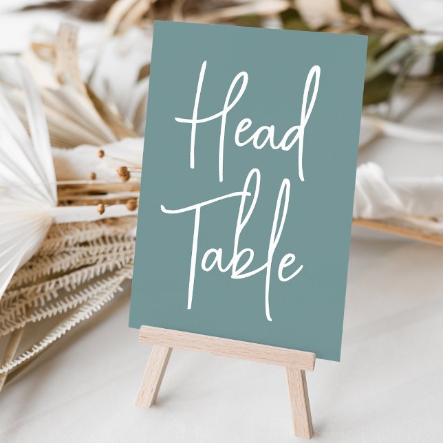 Dusty Teal Hand Scripted Head Table Table Number (Creator Uploaded)