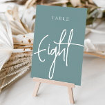 Dusty Teal Hand Scripted Table EIGHT Table Number<br><div class="desc">Simple and chic table number cards in dusty teal and white make an elegant statement at your wedding or event. Design features "table [number]" in an eyecatching mix of classic serif and handwritten script lettering. Design repeats on both sides. Individually numbered cards sold separately; order each table number individually from...</div>