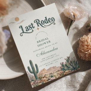 Dusty Teal Last Rodeo Bridal Shower Invitation
