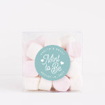 Dusty Teal | Mint to Be Personalized Wedding Favou Classic Round Sticker<br><div class="desc">Minty fresh wedding favour stickers feature "mint to be" in white script lettering accented with hearts,  on a dusty teal aqua background. Personalize with your names and wedding date.</div>