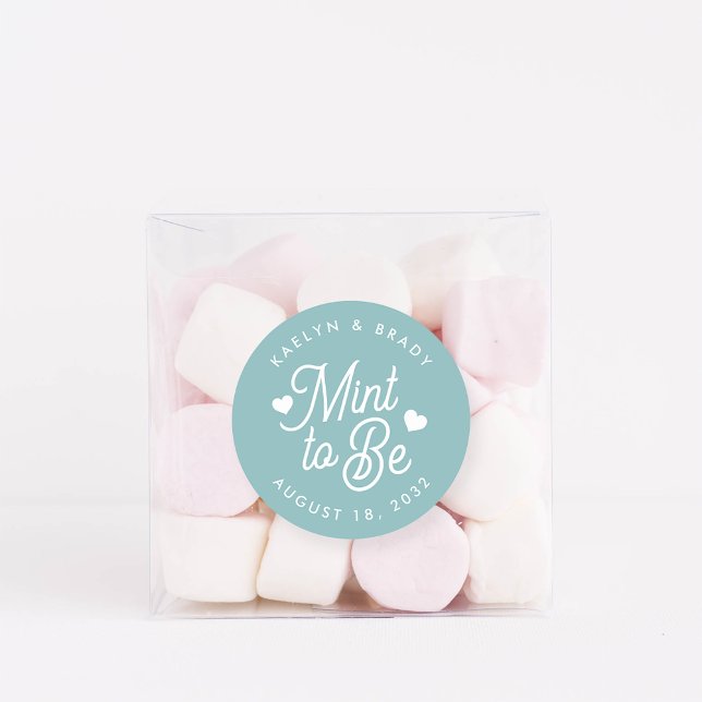 Dusty Teal | Mint to Be Personalized Wedding Favou Classic Round Sticker (Creator Uploaded)